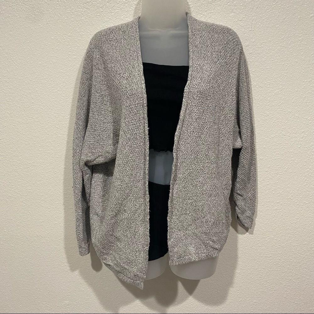 forever 21 grey knit slouch open cardigan long sleeve top sweater jacket coat